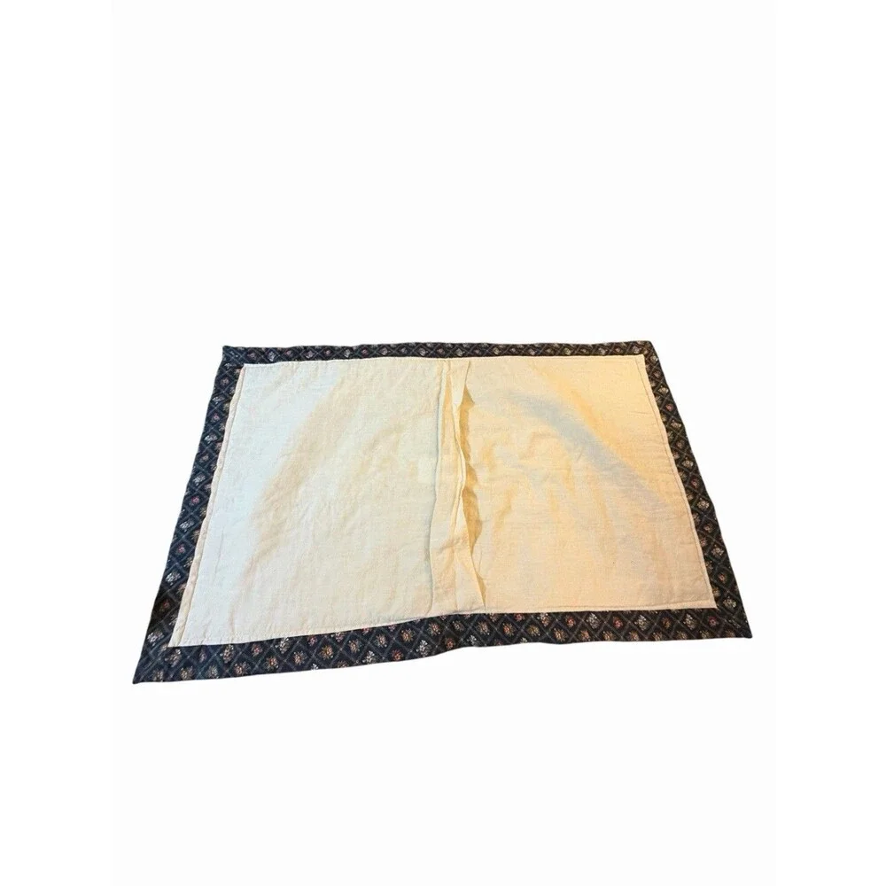 2 Vtg JC Penney Quilted Patchwork Star King Pillow Sham Navy Maroon Ivory Calico